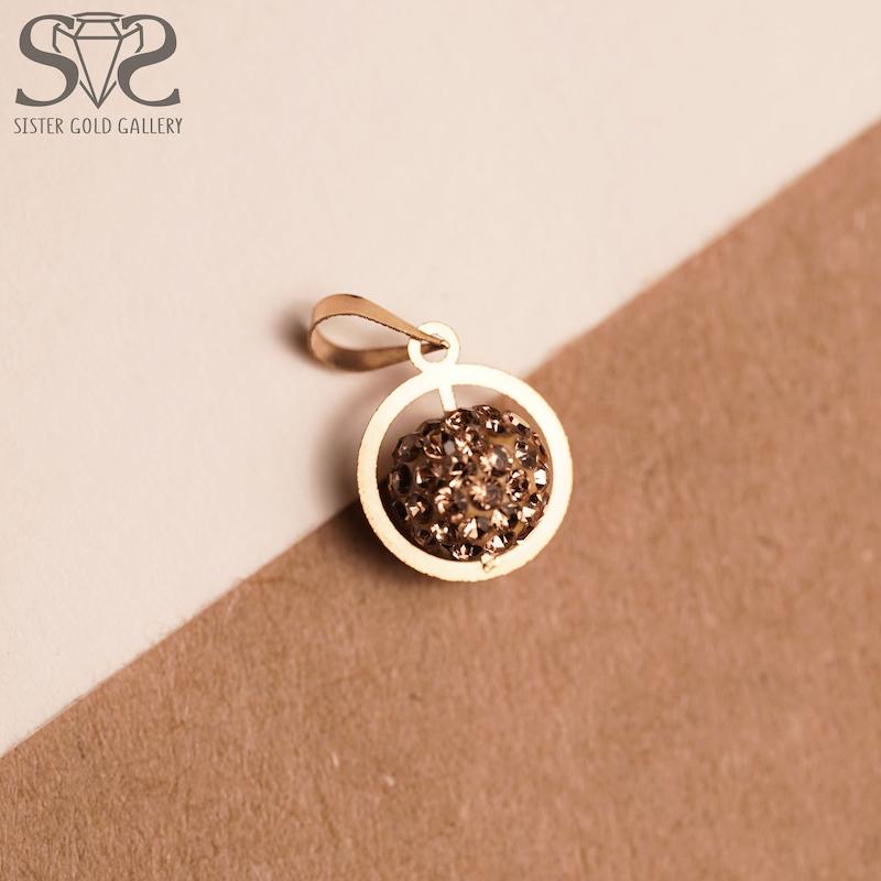 آویز زنانه طلا ۱۸ عیار پلاک طلا معلق طرح دایره نگین کد s-2197 گالری طلا سیستر