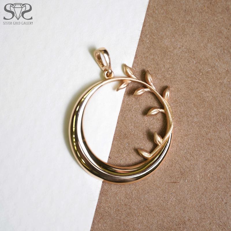 آویز زنانه طلا ۱۸ عیار پلاک طلا دایره برگ کد s-2179 گالری طلا سیستر