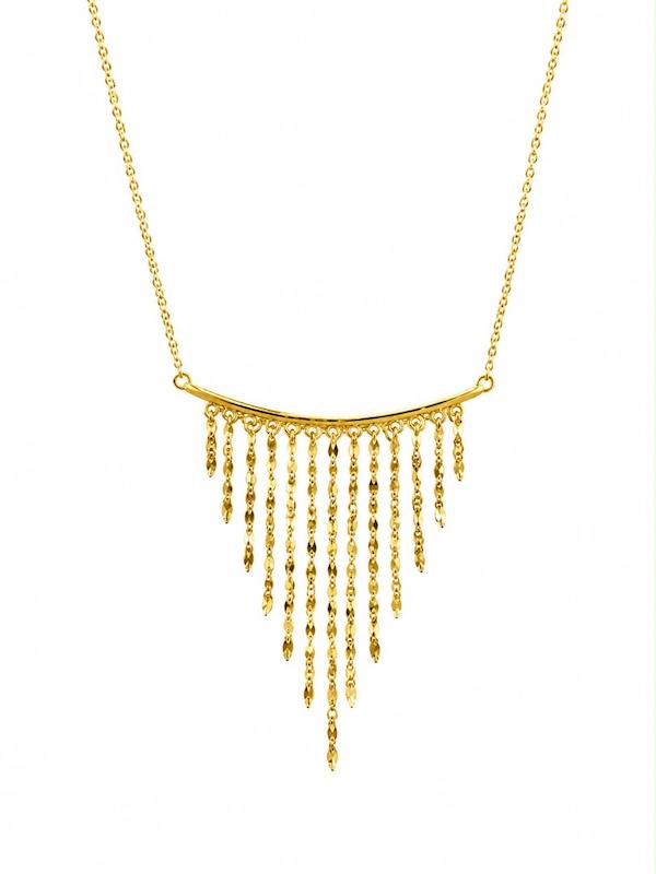 گردنبند زنانه طلا ۱۸ عیار گردنبند شرابه ای گالری طلای تاج