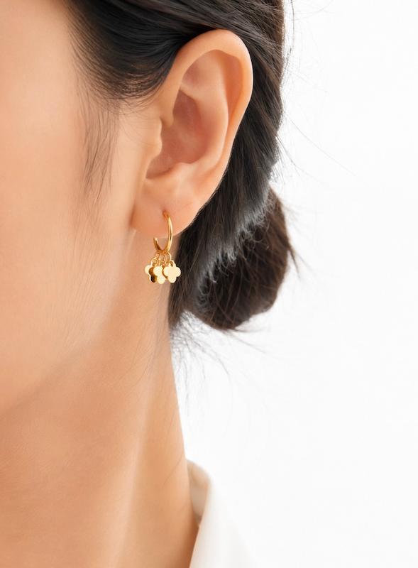 گوشواره زنانه طلا ۱۸ عیار حلقه ای پولکی ونکلیف VoGa GOLD