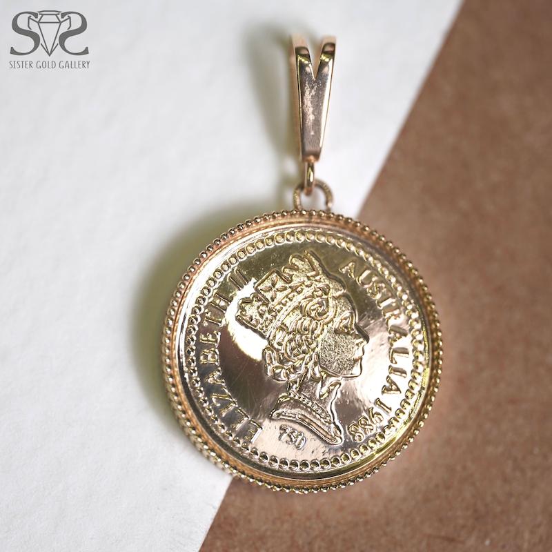 آویز زنانه طلا ۱۸ عیار پلاک طلا سکه الیزابت کد s-2174 گالری طلا سیستر