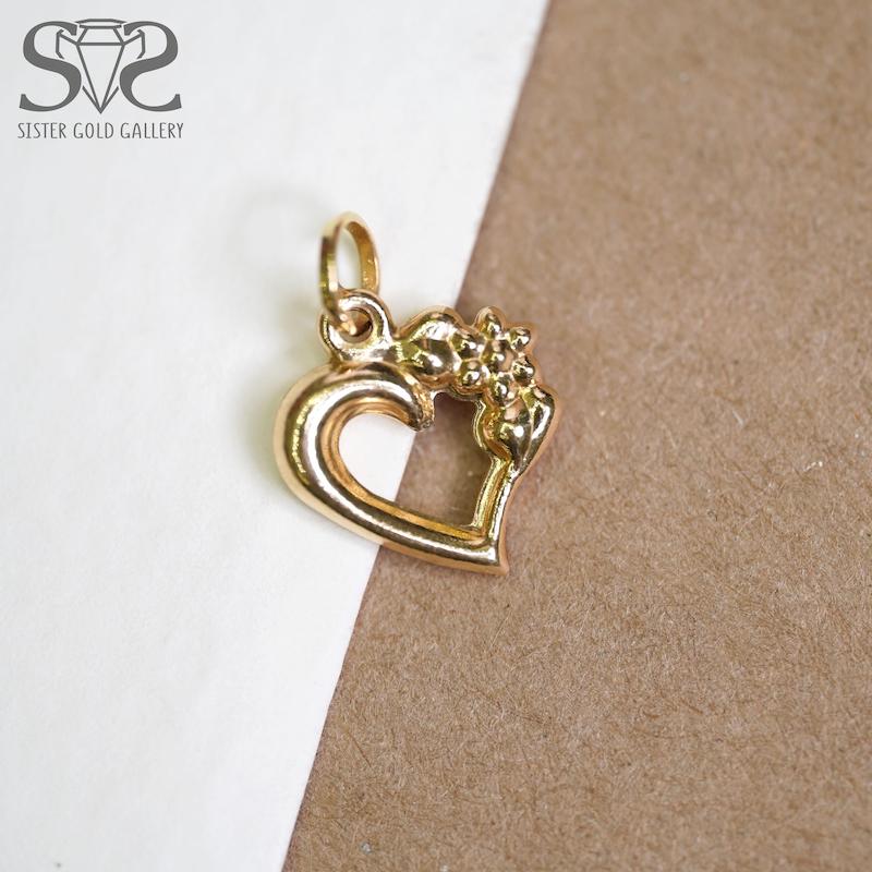 آویز زنانه طلا ۱۸ عیار پلاک طلا قلب گل کد s-214 گالری طلا سیستر