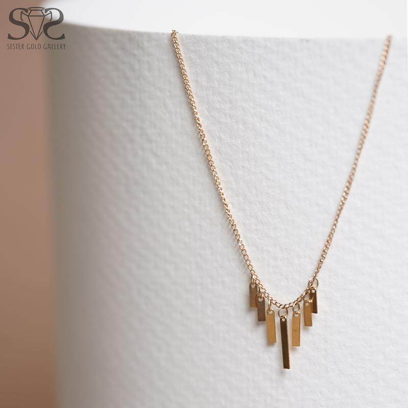 گردنبند زنانه طلا ۱۸ عیار آویز طلا روکو مستطیل کد s-406 گالری طلا سیستر