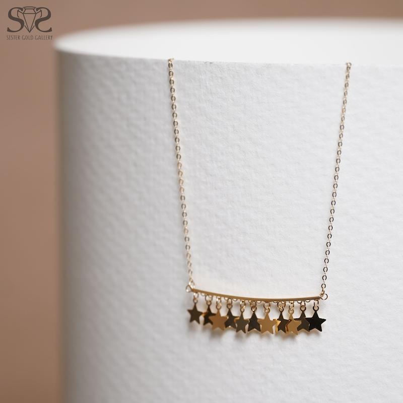 گردنبند زنانه طلا ۱۸ عیار زنجیر پلاک طلا روکو ستاره کد s-1750 گالری طلا سیستر