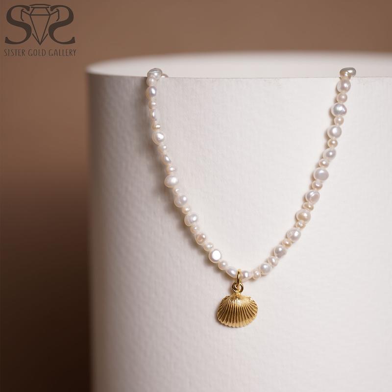 آویز زنانه طلا ۱۸ عیار پلاک طلا صدف کد s-2329 گالری طلا سیستر