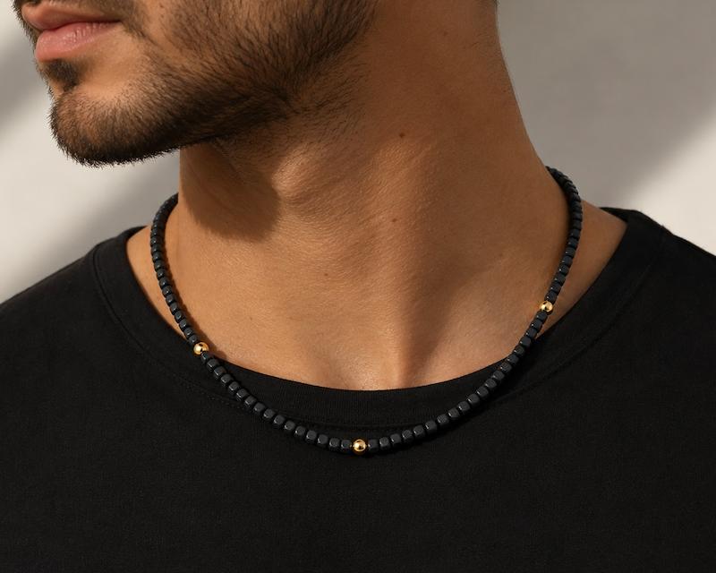 گردنبند مردانه طلا ۱۸ عیار گردنبند گوی و مهره ری گلد