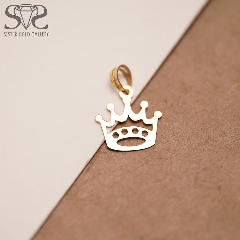 آویز زنانه طلا ۱۸ عیار پلاک طلا تاج کد s-1955 گالری طلا سیستر