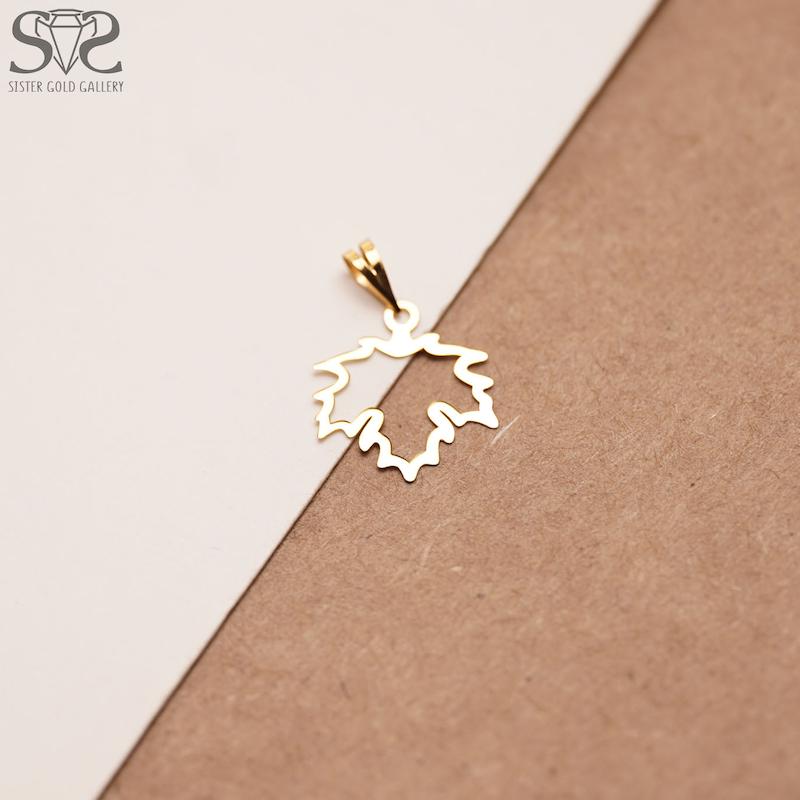 آویز زنانه طلا ۱۸ عیار پلاک طلا برگ کد s-1952 گالری طلا سیستر
