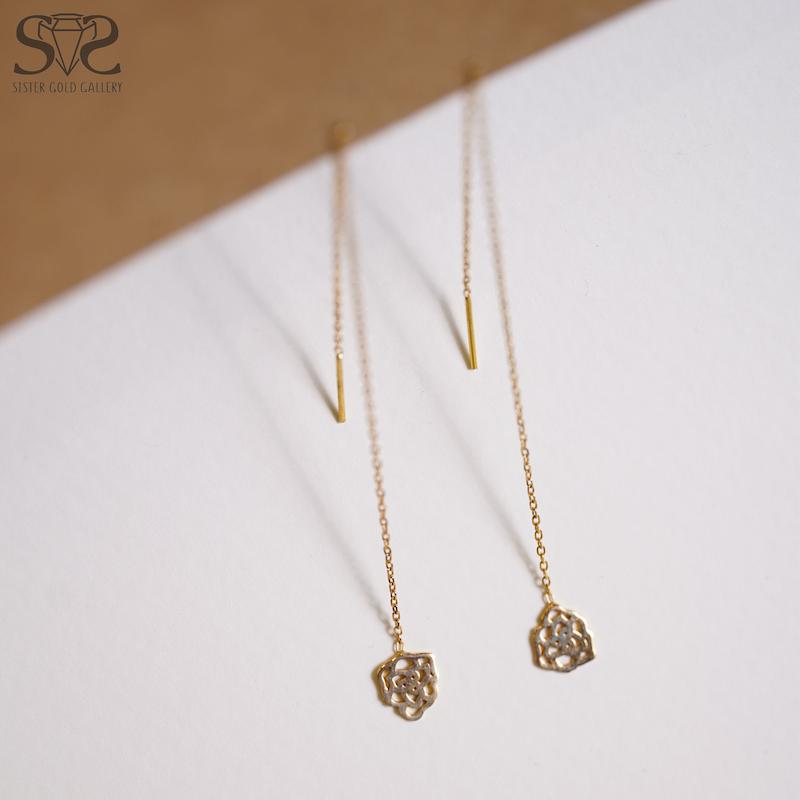 گوشواره زنانه طلا ۱۸ عیار گوشواره طلا بخیه گل کد s-798 گالری طلا سیستر