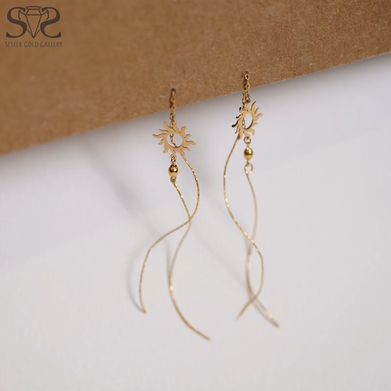 گوشواره زنانه طلا ۱۸ عیار گوشواره طلا کرلی خورشید کد s-2297 گالری طلا سیستر
