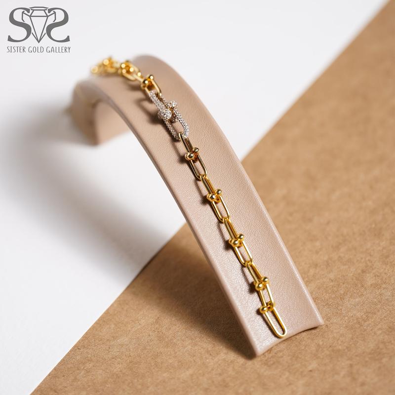 دستبند زنانه طلا ۱۸ عیار دستبند طلا تیفانی نگین کد s-327 گالری طلا سیستر