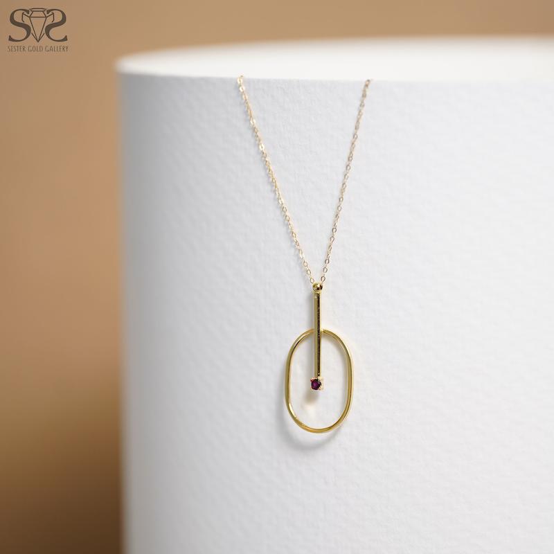 گردنبند زنانه طلا ۱۸ عیار زنجیر طلا پلاک دایره خط کد s-2589 گالری طلا سیستر