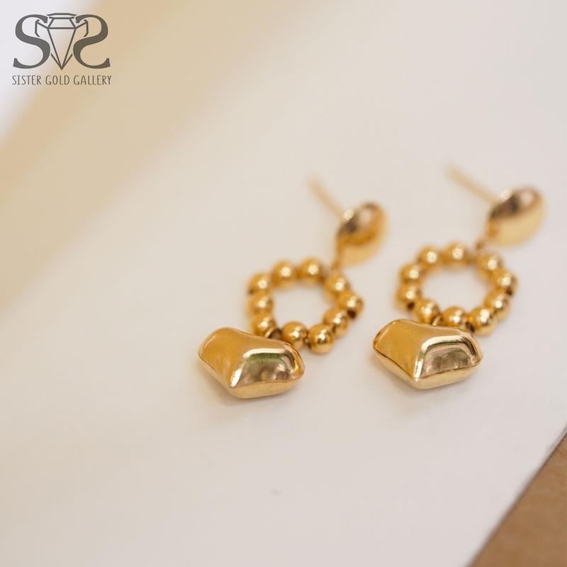 گوشواره زنانه طلا ۱۸ عیار گوشواره طلا گوی قلب کد s-2577 گالری طلا سیستر