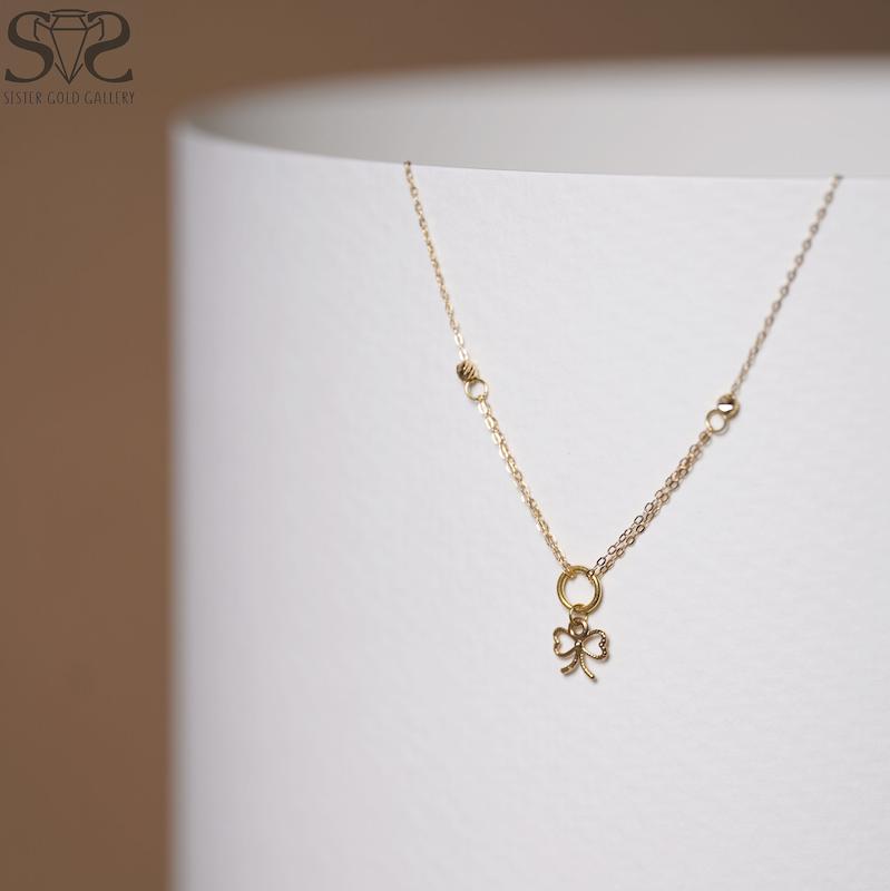 گردنبند زنانه طلا ۱۸ عیار زنجیر طلا پلاک پاپیون گوی کد s-2314 گالری طلا سیستر