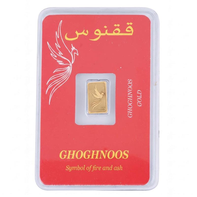 شمش طلا ۲۴ عیار شمش طلا ۲۴ عیار شمش طلا 995 عیار نقش برجسته ۲۴ عیار طرح ققنوس0.050سوت اسپینل گلد گالری