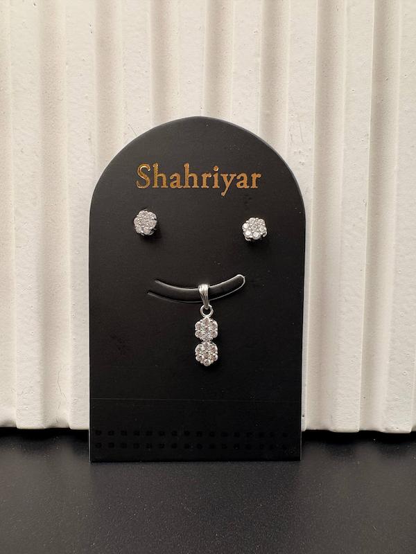 زنانه طلا ۱۸ عیار گوشواره و پلاک طلای سفید طلای کالین