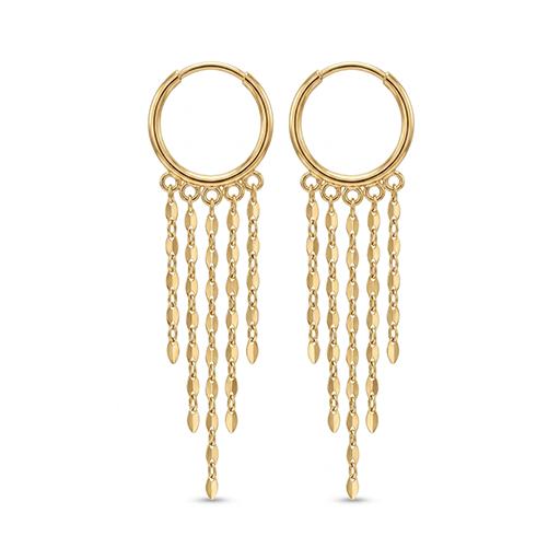 گوشواره زنانه طلا ۱۸ عیار مدل شرابه ای با زنجیر استار کد D072 لیدا گالری