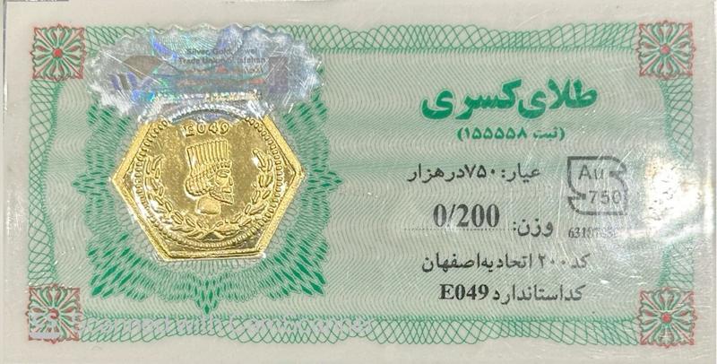 سکه مردانه طلا ۱۸ عیار سکه پارسیان ۲۰۰سوت جواهری امیری