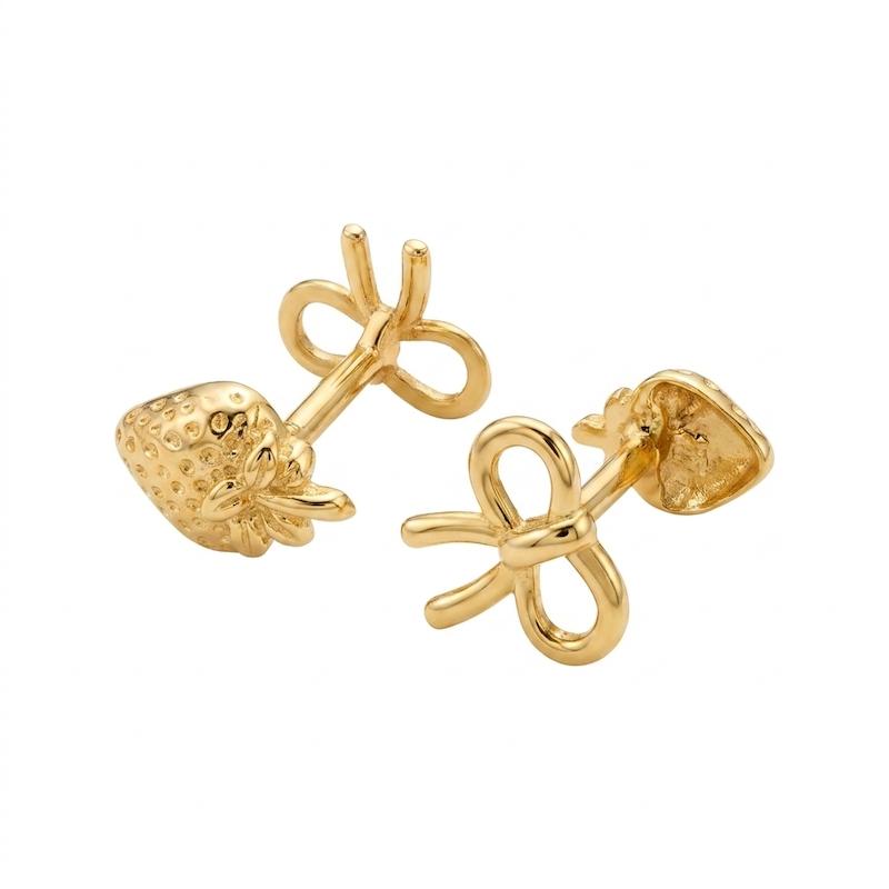 گوشواره بچگانه طلا ۱۸ عیار مدل گوشواره ای پاپیون وتوت فرنگی ( دوطرفه) دلفین گلد گالری