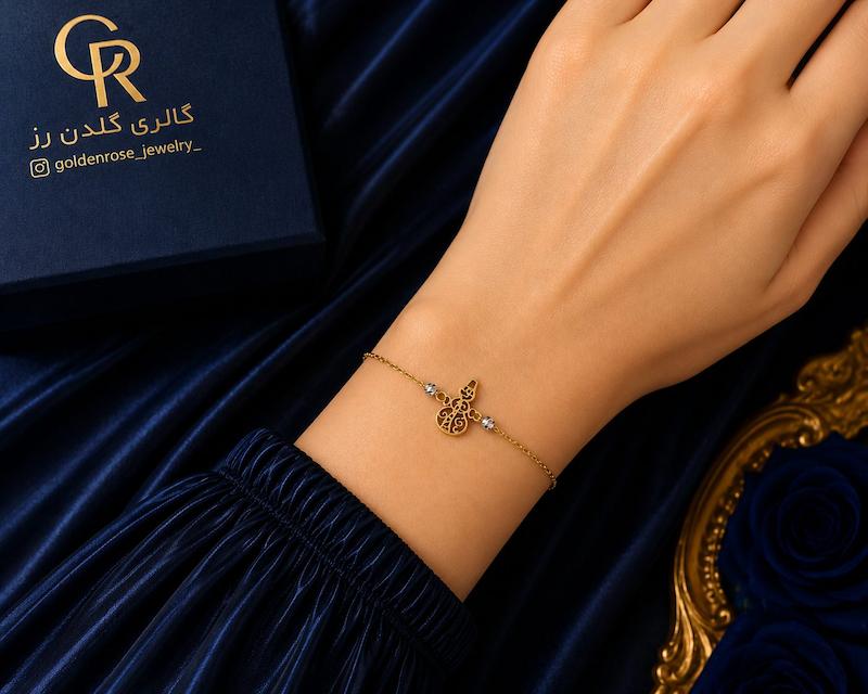 دستبند زنانه طلا ۱۸ عیار آدم برفی گالری گلدن رز