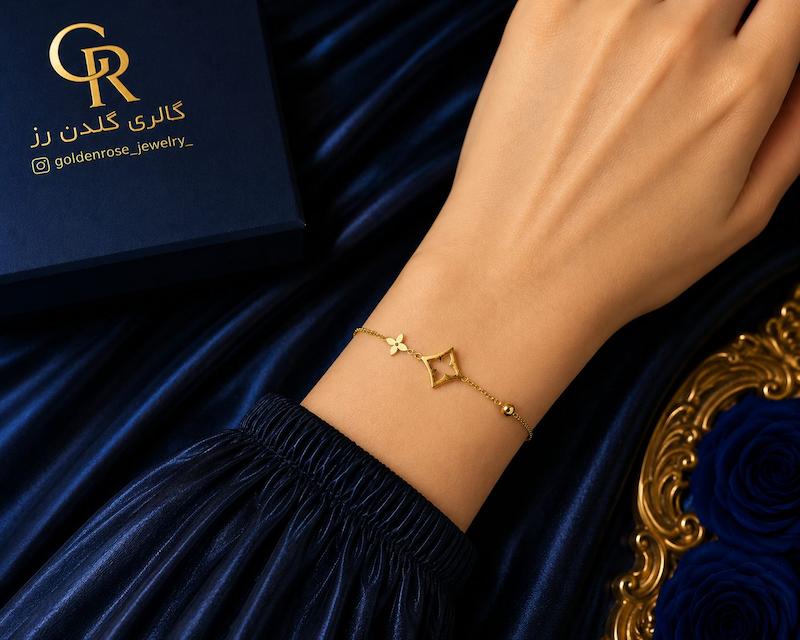 دستبند زنانه طلا ۱۸ عیار ژان گالری گلدن رز