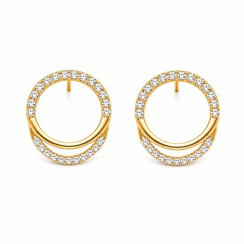 گوشواره زنانه طلا ۱۸ عیار گوشواره سه بعدی دایره گالری طلای آوات