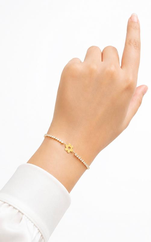 دستبند زنانه طلا ۱۸ عیار گل (فقط پلاک وسط طلا هست) VoGa GOLD