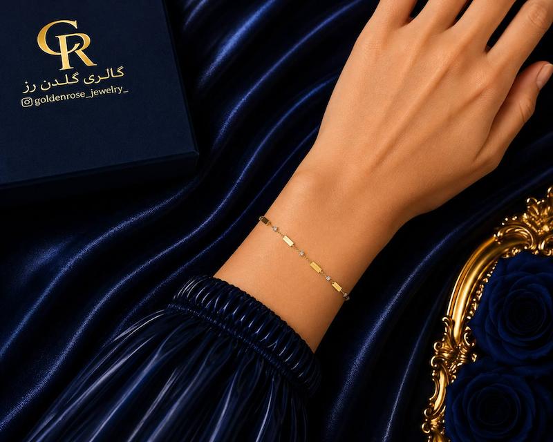 دستبند زنانه طلا ۱۸ عیار مانلی گالری گلدن رز