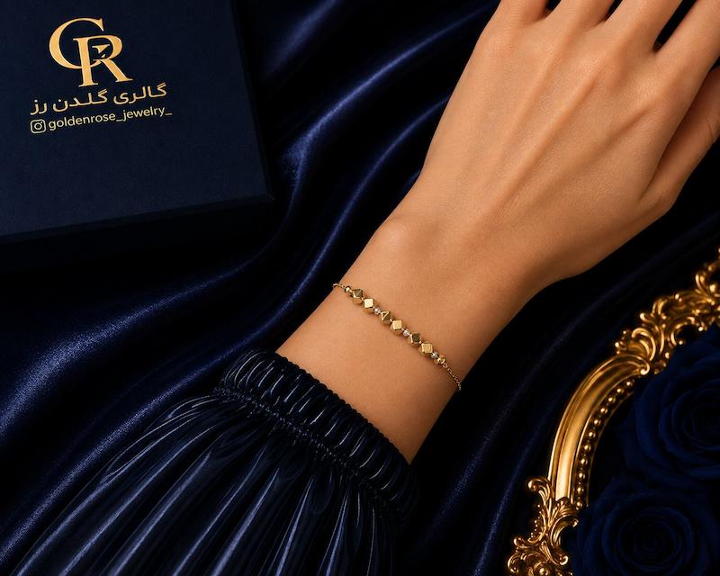 دستبند زنانه طلا ۱۸ عیار مانلی گالری گلدن رز