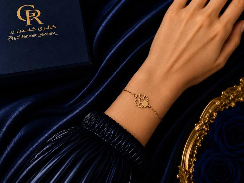 دستبند زنانه طلا ۱۸ عیار ماکان گالری گلدن رز