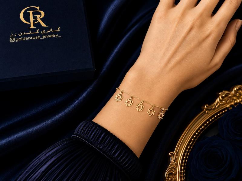 دستبند زنانه طلا ۱۸ عیار ماکان گالری گلدن رز