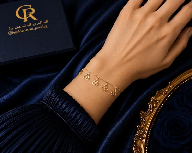 دستبند زنانه طلا ۱۸ عیار ماکان گالری گلدن رز