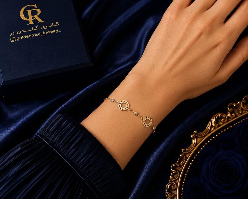 دستبند زنانه طلا ۱۸ عیار ژان گالری گلدن رز