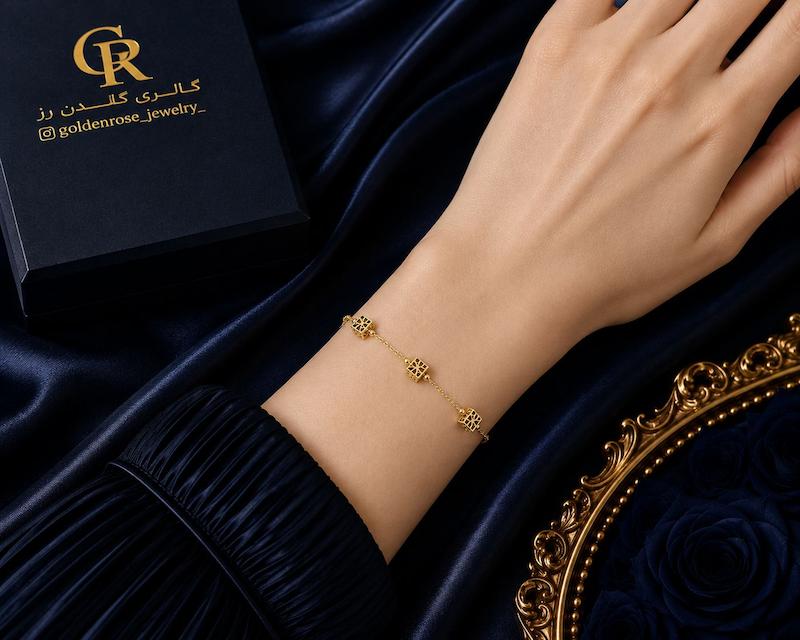 دستبند زنانه طلا ۱۸ عیار ژان گالری گلدن رز