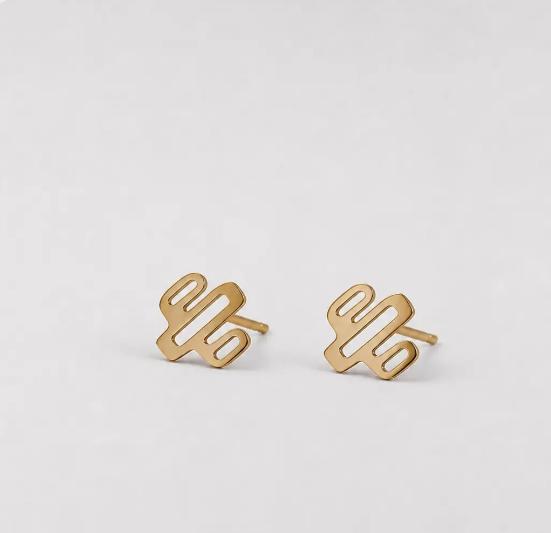 گوشواره زنانه طلا ۱۸ عیار گوشواره طرح کاکتوس وشاگالری
