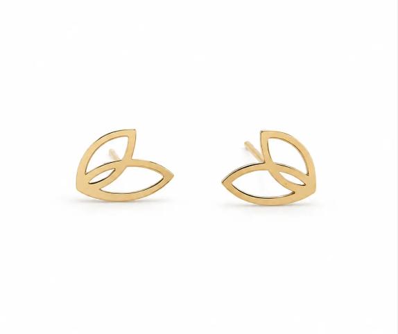 گوشواره زنانه طلا ۱۸ عیار گوشواره طرح لوتوس وشاگالری