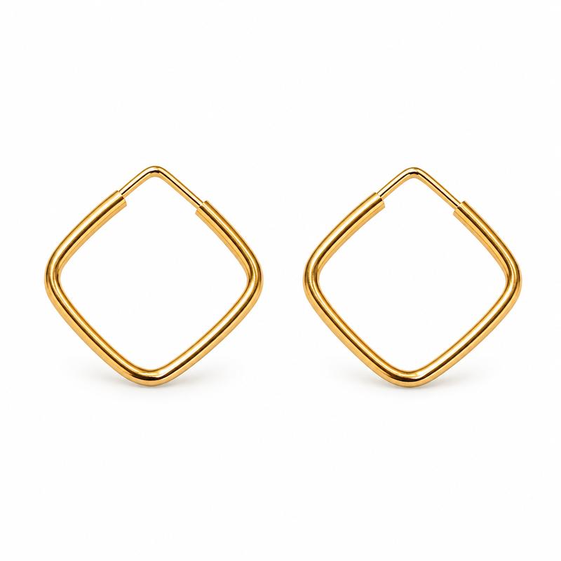 گوشواره زنانه طلا ۱۸ عیار گوشواره حلقه ای لوزی گالری طلای دایانا