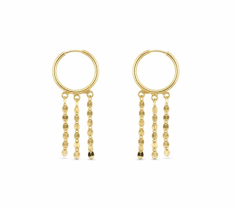 گوشواره زنانه طلا ۱۸ عیار حلقه ای شرابه ای گالری سها