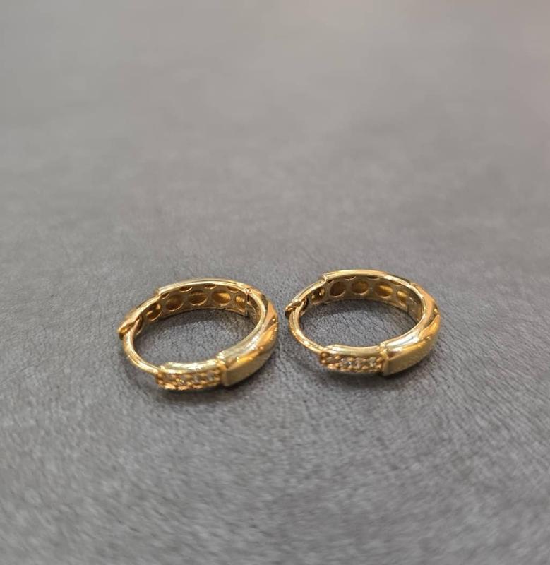 گوشواره زنانه طلا ۱۸ عیار گوشواره حلقه ای جواهری وایت بلو