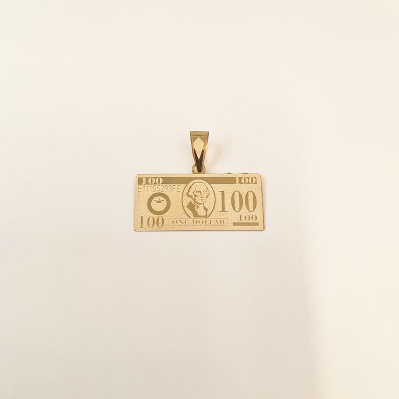 آویز طلا ۱۸ عیار طرح 100 دلاری لیزری گالری طلا دلبرانه