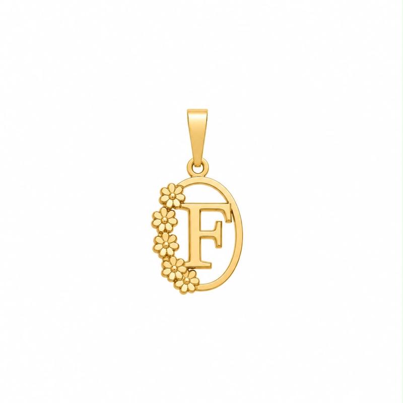 آویز زنانه طلا ۱۸ عیار پلاک حرف F گالری طلای تاج