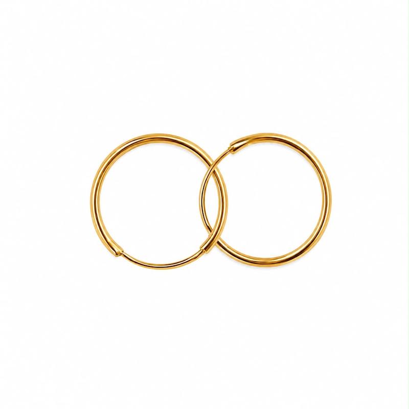 گوشواره زنانه طلا ۱۸ عیار گوشواره حلقه ای ساده گالری طلای تاج