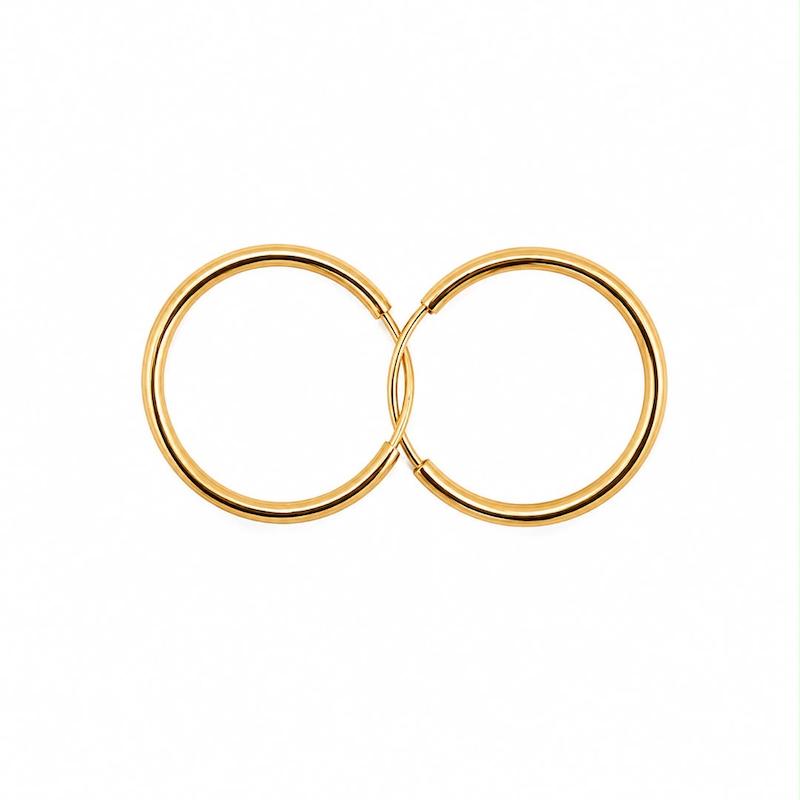 گوشواره زنانه طلا ۱۸ عیار گوشواره حلقه ای ساده گالری طلای تاج