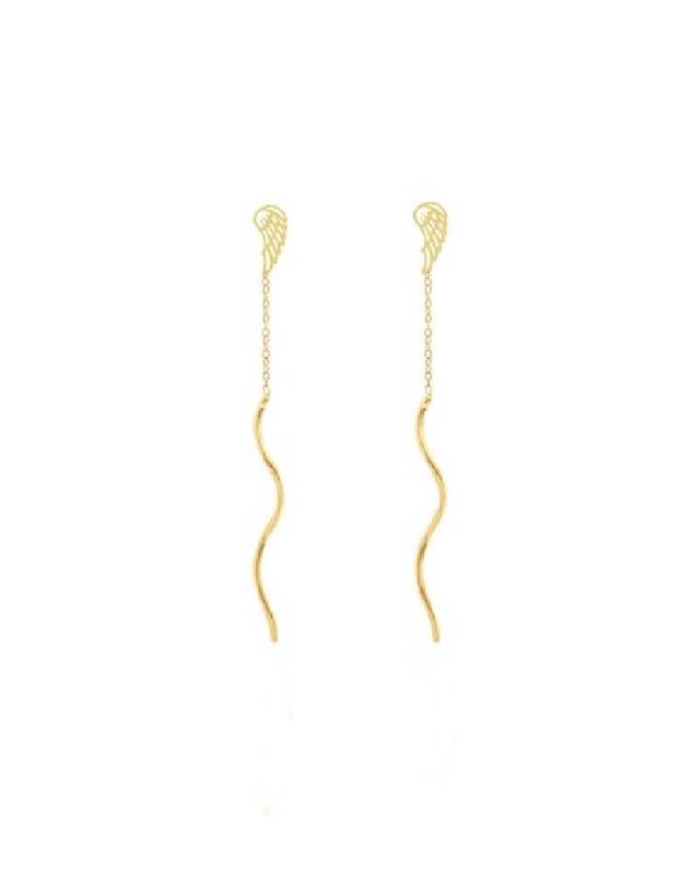 گوشواره زنانه طلا ۱۸ عیار مدل کرلی بال فرشته < استفاده روزمرگی > اپال گلدگالری