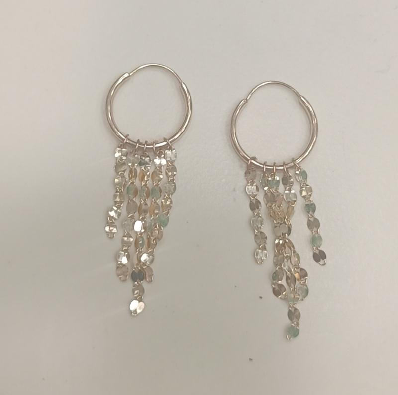 گوشواره زنانه طلا ۱۸ عیار شرابه ای اپال گلدگالری