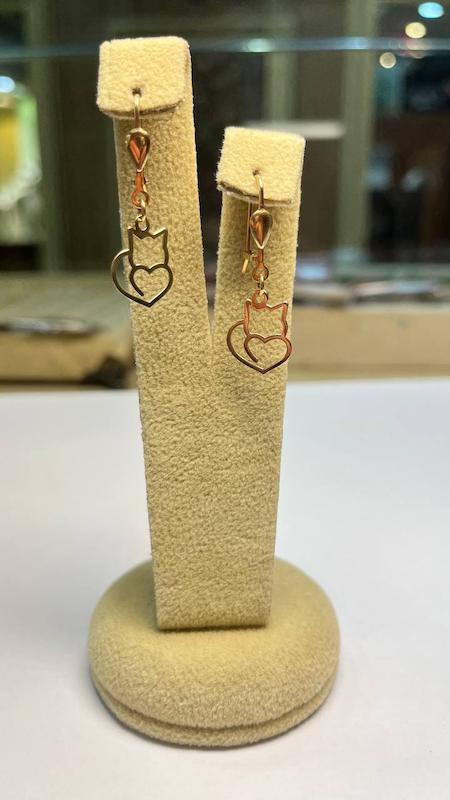 گوشواره بچگانه طلا ۱۸ عیار گربه گالری خادم آل علی