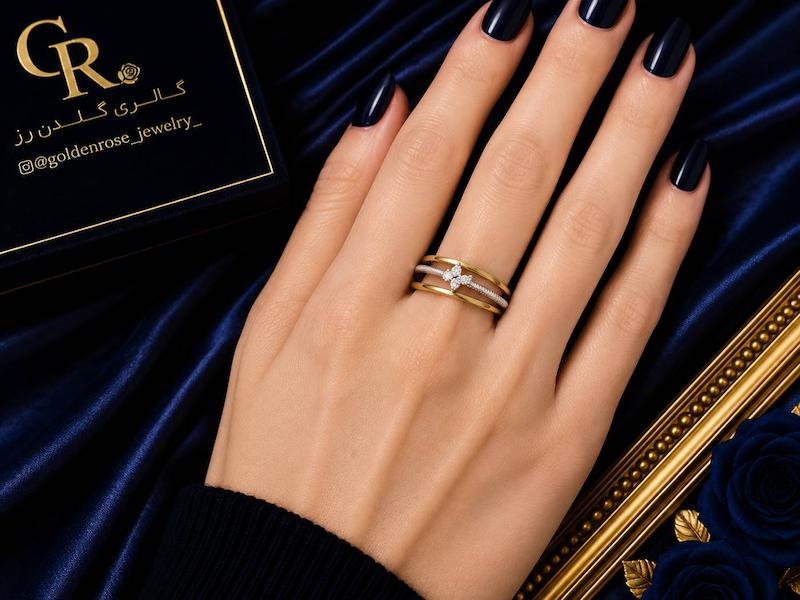 انگشتر زنانه طلا ۱۸ عیار پروانه گالری گلدن رز