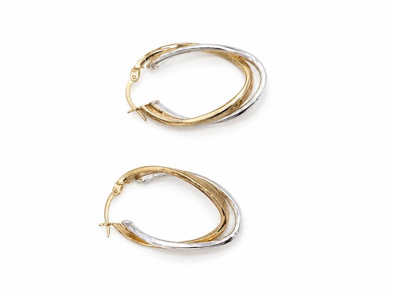 گوشواره زنانه طلا ۱۸ عیار مدل حلقه ای ورساچه اپال گلدگالری