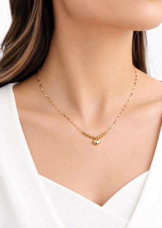 گردنبند زنانه طلا ۱۸ عیار قلب و گوی VoGa GOLD