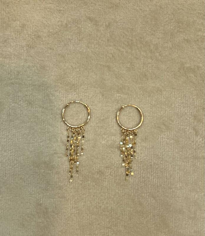 گوشواره زنانه طلا ۱۸ عیار آبشاری شرابه ای گالری طلای مرادی